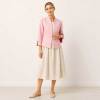 Pink Linen Cropped Open-Front Jacket
