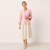 Pink Linen Cropped Open-Front Jacket