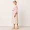 Pink Linen Cropped Open-Front Jacket