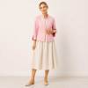 Pink Linen Cropped Open-Front Jacket