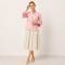 Pink Linen Cropped Open-Front Jacket
