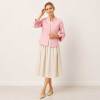 Pink Linen Cropped Open-Front Jacket