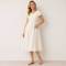 White Linen V-Neck Midi Dress