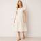 White Linen V-Neck Midi Dress