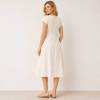 White Linen V-Neck Midi Dress