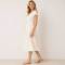 White Linen V-Neck Midi Dress