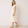 White Linen V-Neck Midi Dress