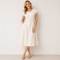 White Linen V-Neck Midi Dress