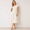 White Linen V-Neck Midi Dress