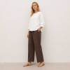 White Linen Button-Front Three-Quarter Sleeve Top
