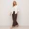 White Linen Button-Front Three-Quarter Sleeve Top