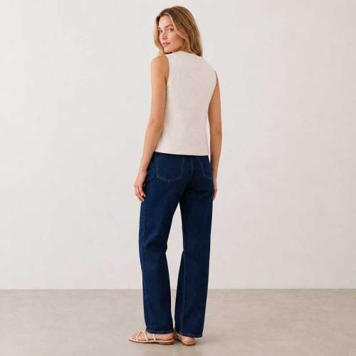 White Linen Tie-Front Sleeveless Vest Top