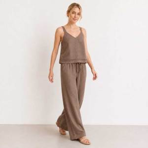 Taupe Linen V-Neck Camisole Top