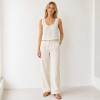 Natural White Linen Wide-Leg Pants