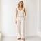 Natural White Linen Wide-Leg Pants