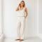 White Linen Sleeveless Crop Tank Top