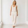 White Linen Sleeveless Crop Tank Top