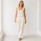 Natural White Linen Wide-Leg Pants