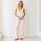 Natural White Linen Wide-Leg Pants