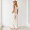 White Linen Sleeveless Crop Tank Top
