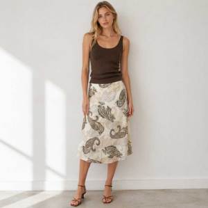Dark Taupe Linen Scoop Neck Camisole Top