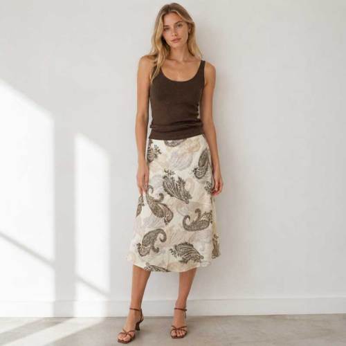 Dark Taupe Linen Scoop Neck Camisole Top