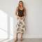 Paisley Print Linen Midi Skirt