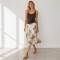 Paisley Print Linen Midi Skirt