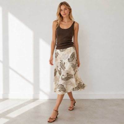 Dark Taupe Linen Scoop Neck Camisole Top
