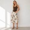 Paisley Print Linen Midi Skirt