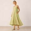 Light Sage Linen Sleeveless V-Neck Midi Dress