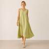 Light Sage Linen Sleeveless V-Neck Midi Dress