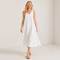 White Linen Sleeveless A-Line Midi Dress