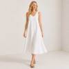 White Linen Sleeveless A-Line Midi Dress