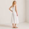 White Linen Sleeveless A-Line Midi Dress