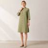 Sage Green Linen Mandarin Collar Long Tunic Top