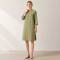 Sage Green Linen Mandarin Collar Long Tunic Top