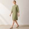 Sage Green Linen Mandarin Collar Long Tunic Top