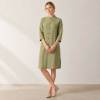 Sage Green Linen Mandarin Collar Long Tunic Top
