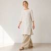 Ivory Linen Long Tunic Top with Side Slits