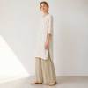 Ivory Linen Long Tunic Top with Side Slits