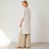 Ivory Linen Long Tunic Top with Side Slits