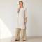 Ivory Linen Long Tunic Top with Side Slits