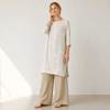 Ivory Linen Long Tunic Top with Side Slits