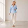 Light Blue Linen Wrap Top