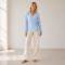 Light Blue Linen Wrap Top