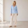 Light Blue Linen Wrap Top