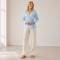 Light Blue Linen Wrap Top