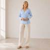 Light Blue Linen Wrap Top