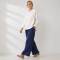 White Linen Button-Shoulder Three-Quarter Sleeve Top